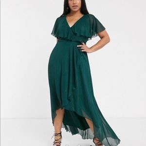 ASOS curve green wrap dress